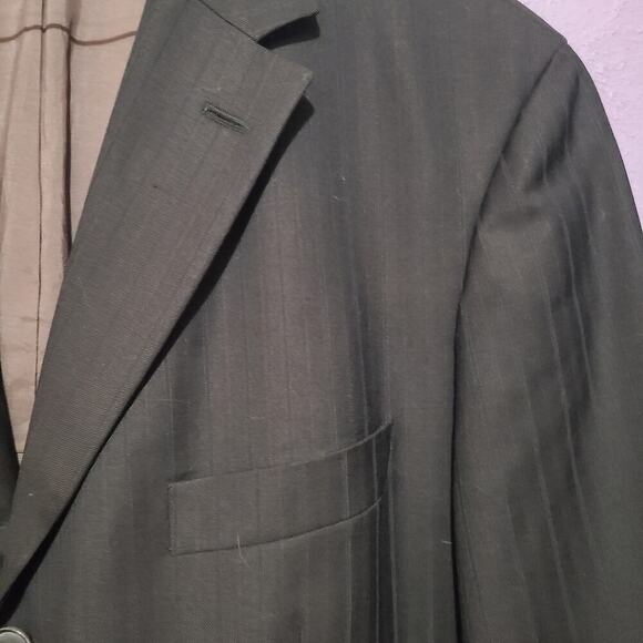 HUGO BOSS‎ VIRGIN WOOL ROSSELLINI SUIT JACKET BLAZER PINSTRIPE 3 BUTTON USA 42 S - Picture 5 of 8